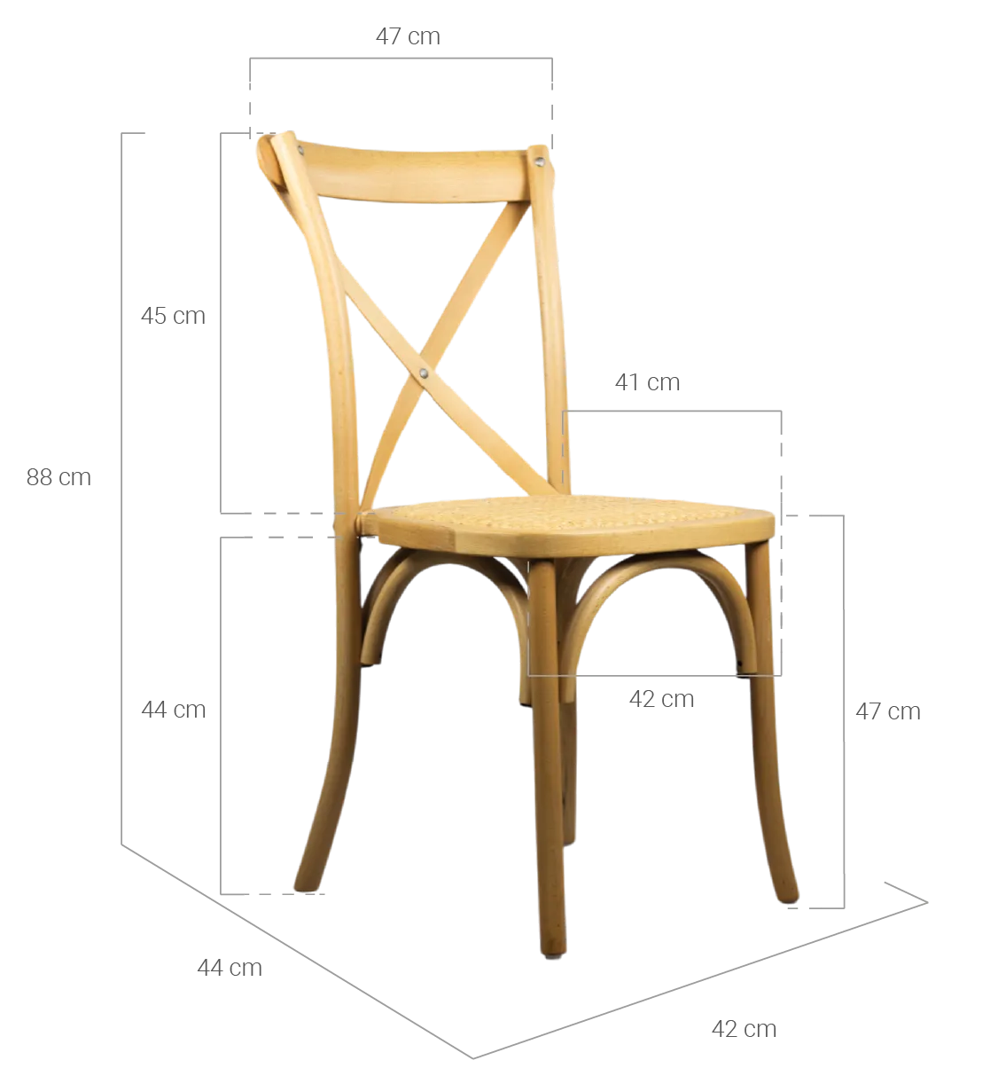 medidas silla crossback madera natural