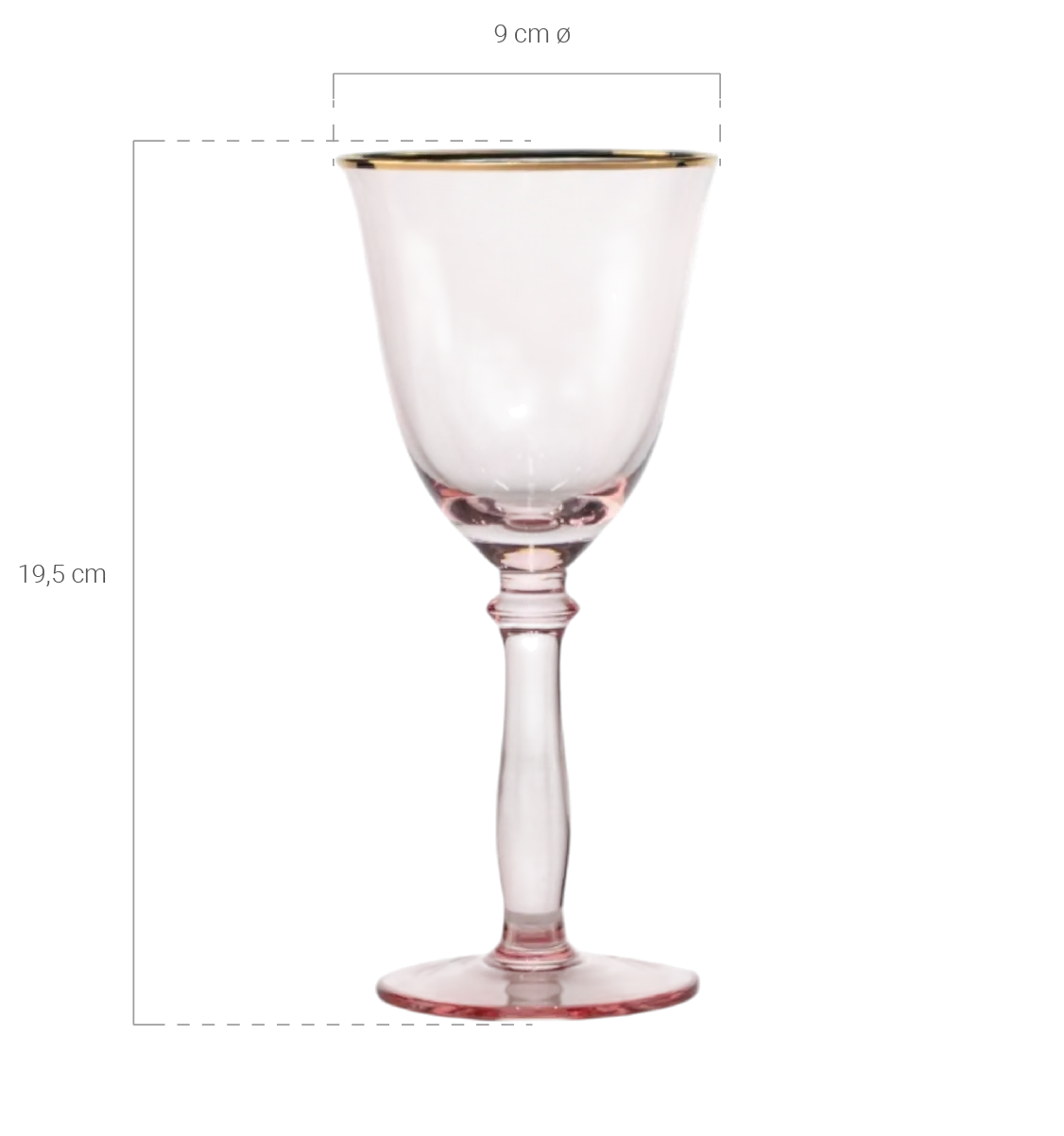 medidas Copa Rosa Filo Oro Agua