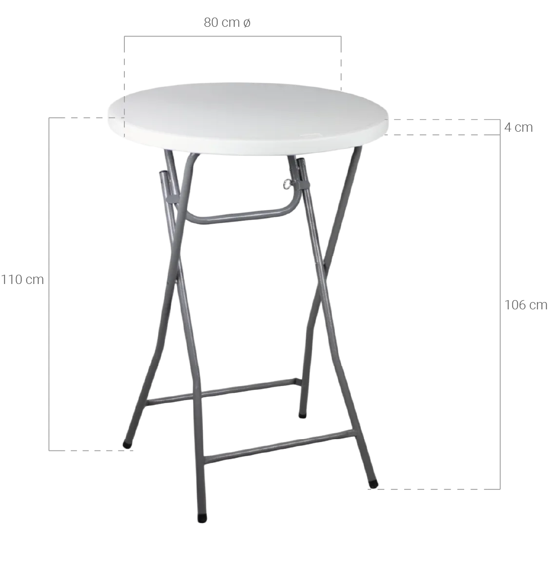 medidas mesa hades cocktail alta redonda 80cm Ø x 110cm