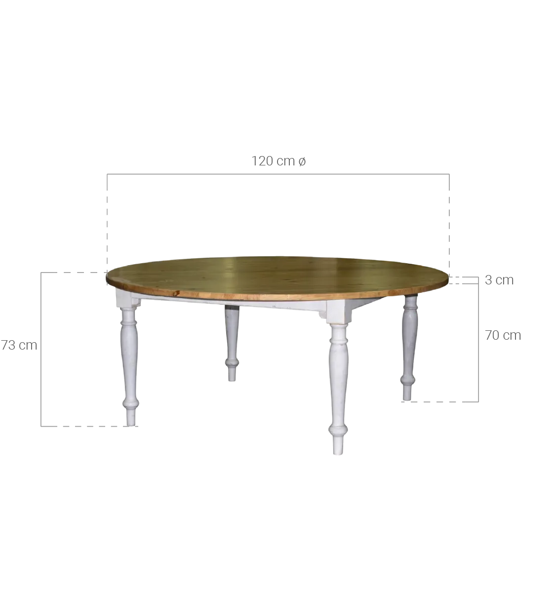 mesa madera pino redonda 120cm
