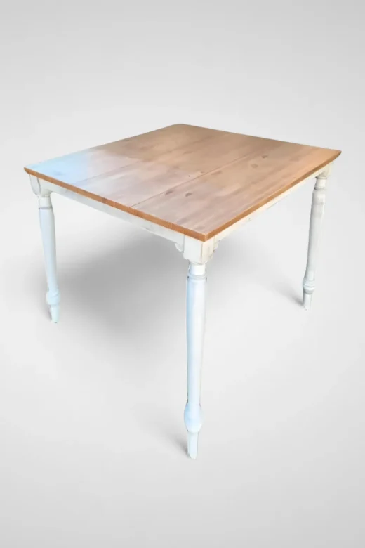 mesa alta madera patas torneadas 80x80x110cm
