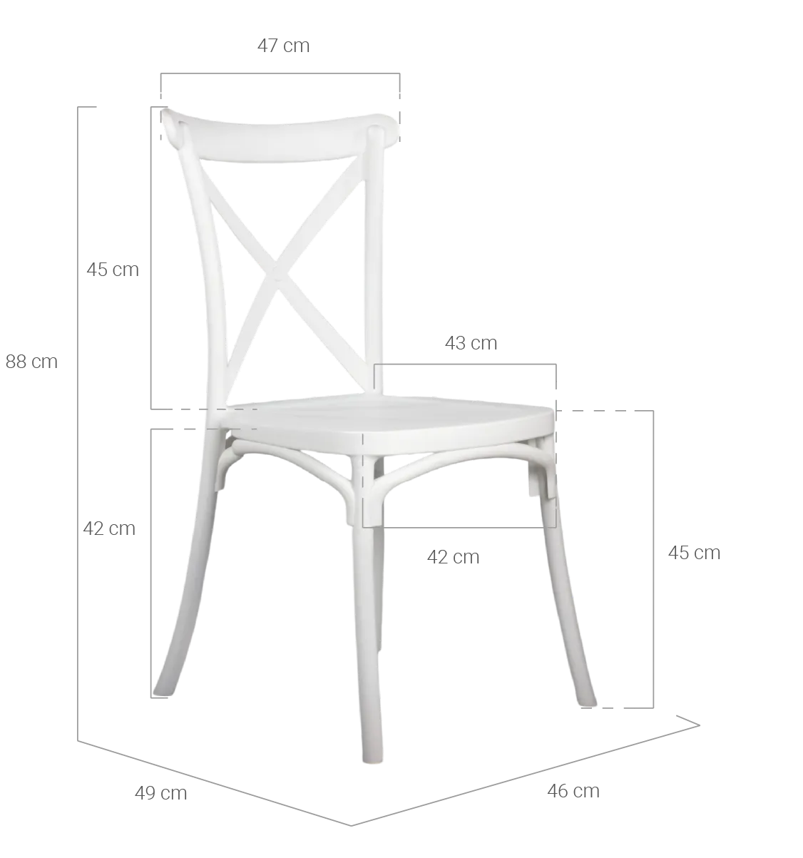 medidas silla crossback resina blanca