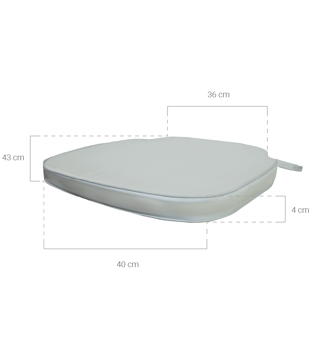 medidas Cojín Poliéster Silla Crossback Velcro Blanco