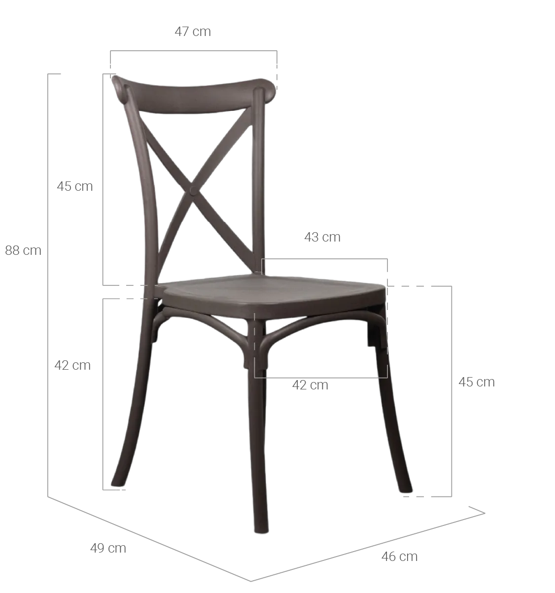 medidas silla crossback resina gris
