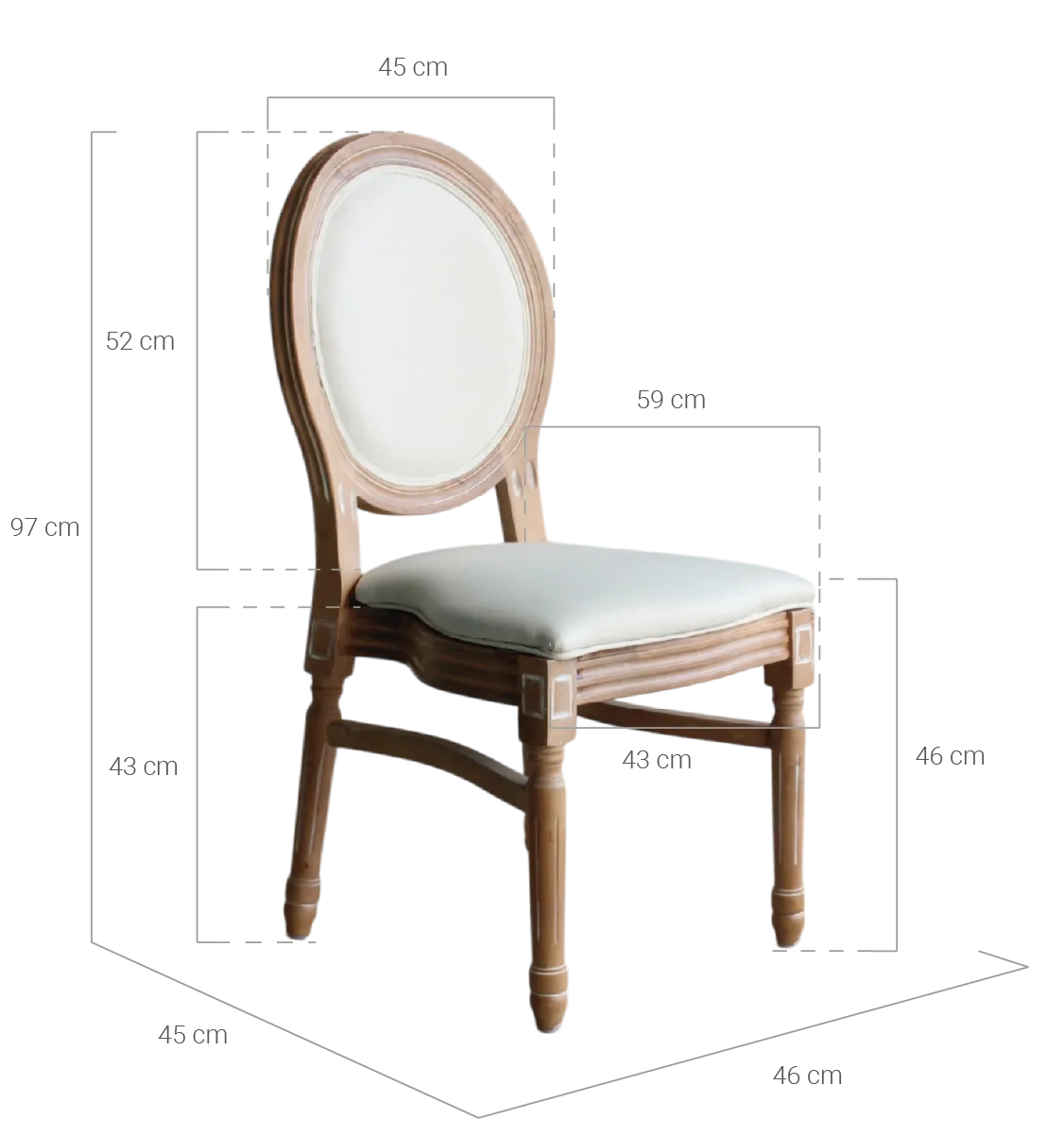 medidas silla luis xvi apilable