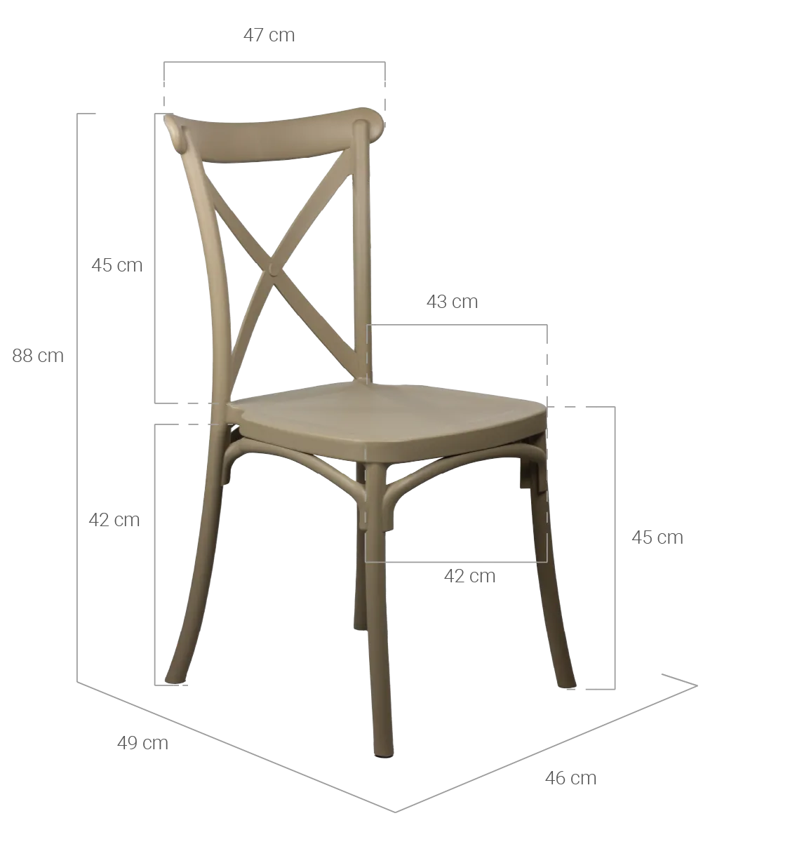 medidas silla crossback resina beige