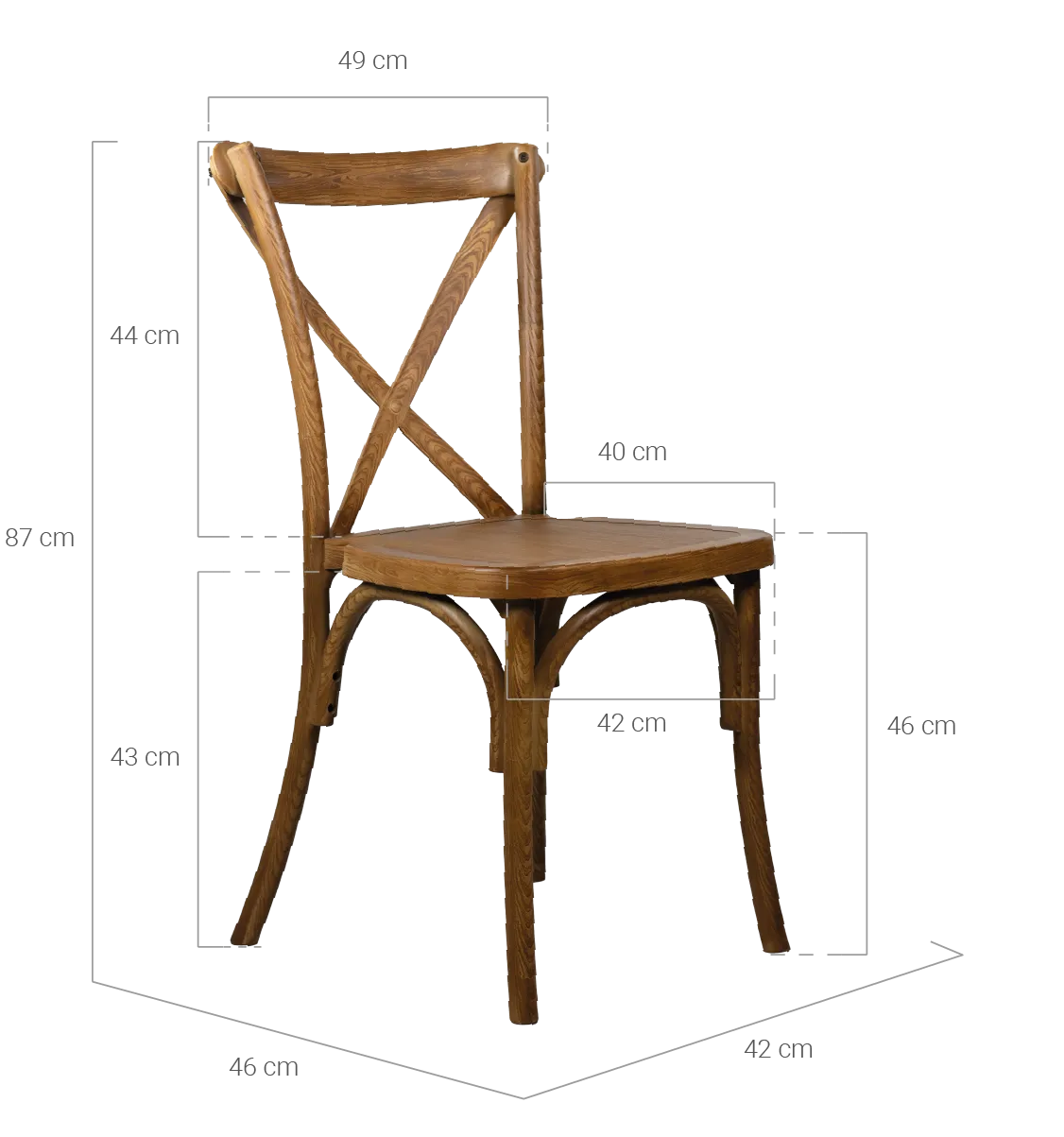 medidas silla crossback efecto madera natural
