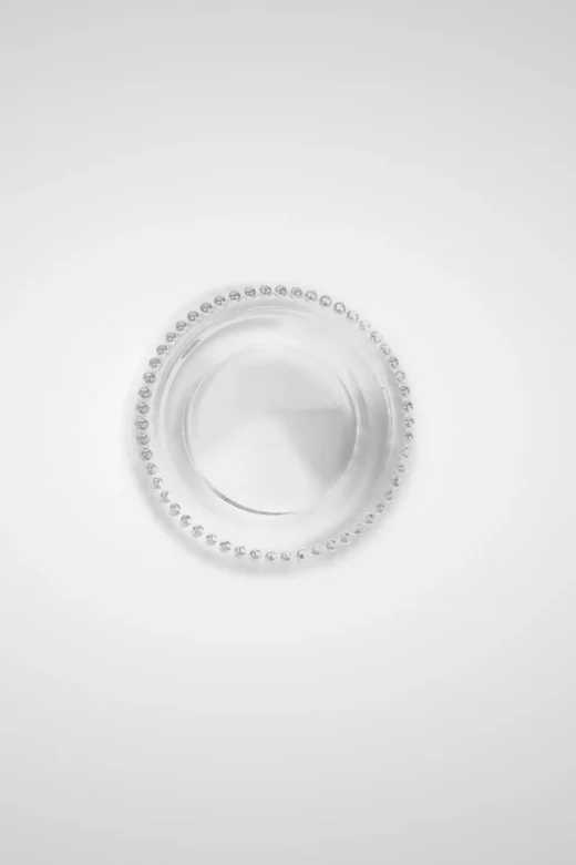 plato pan cristal transparente pearls