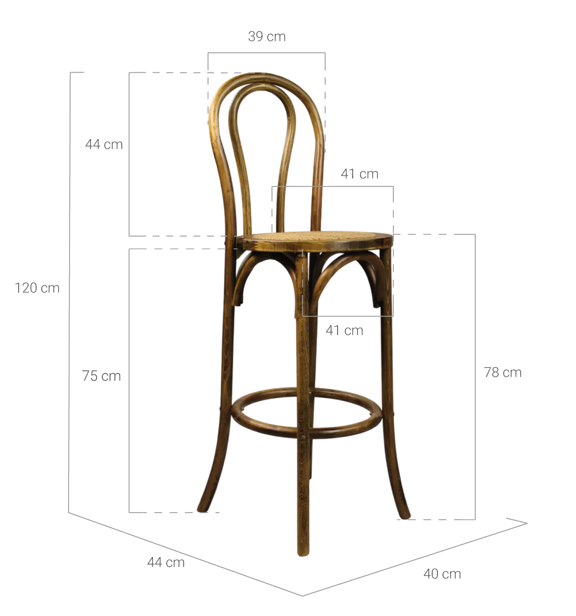 medidas taburete thonet nogal