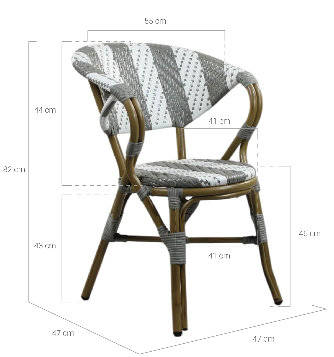 medidas silla marbella gris