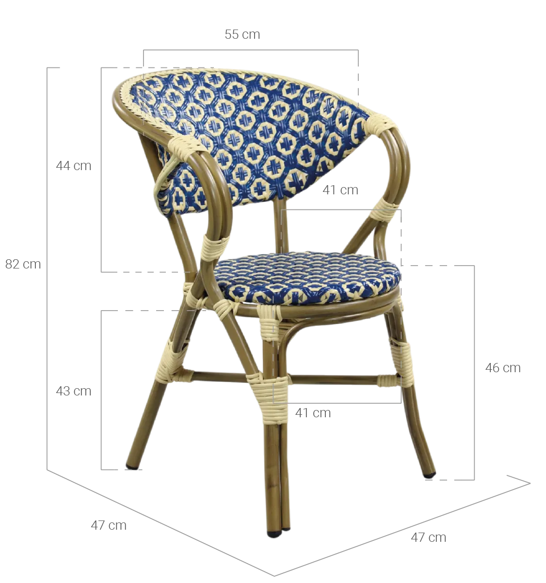medidas silla marbella azul