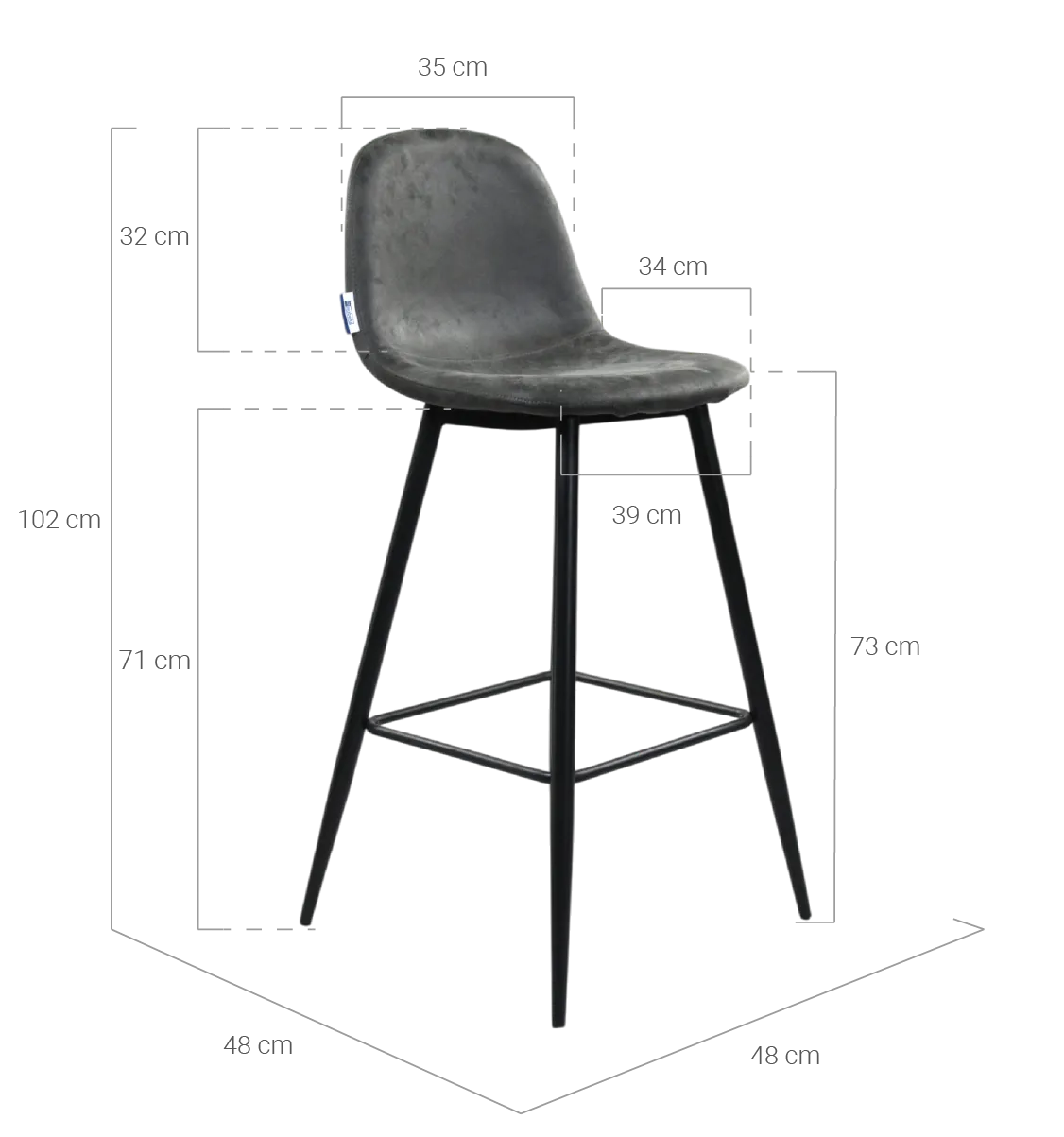 medidas taburete elite gris