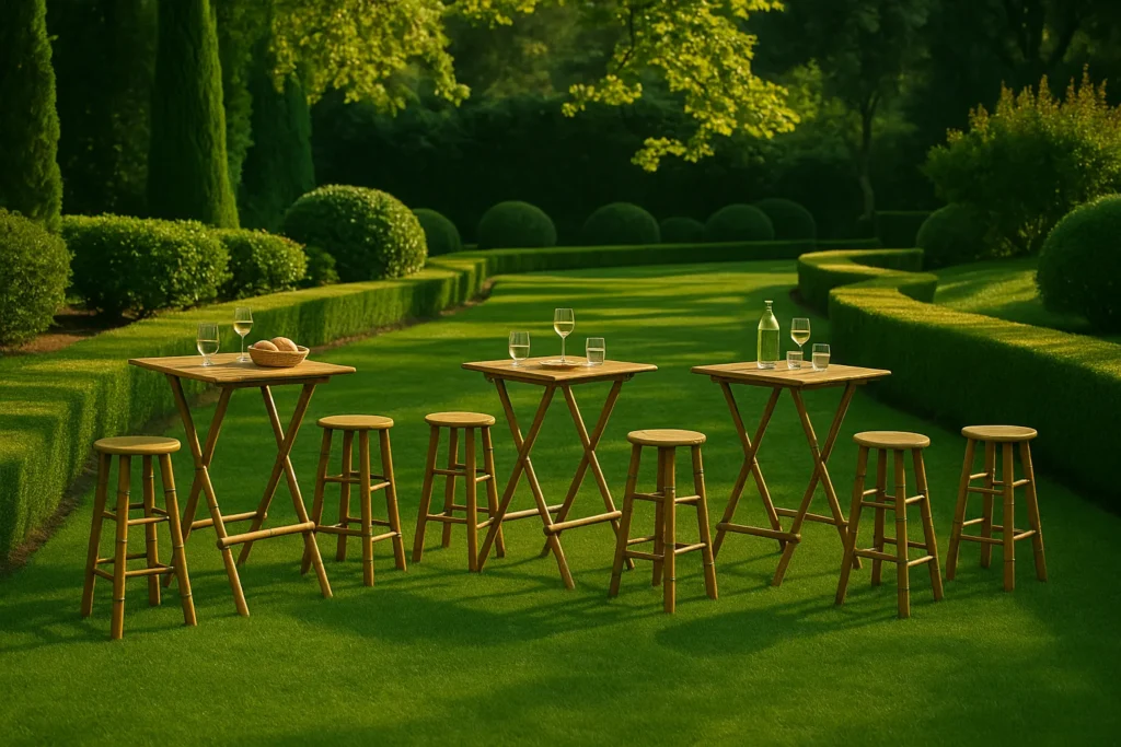 decoração de jardim em bambu
