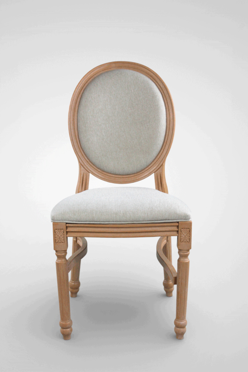Silla Luis XVI Resina Efecto Madera Decapé Respaldo Lino - Imagen 9
