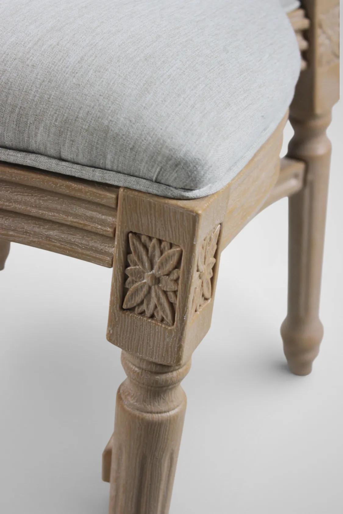 Silla Luis XVI Resina Efecto Madera Decapé Respaldo Lino - Imagen 5