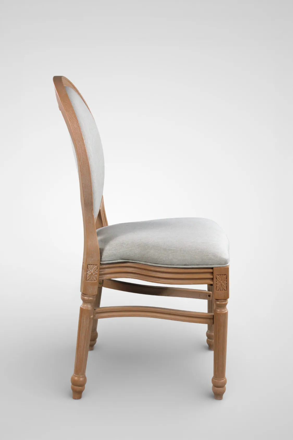 Silla Luis XVI Resina Efecto Madera Decapé Respaldo Lino - Imagen 2
