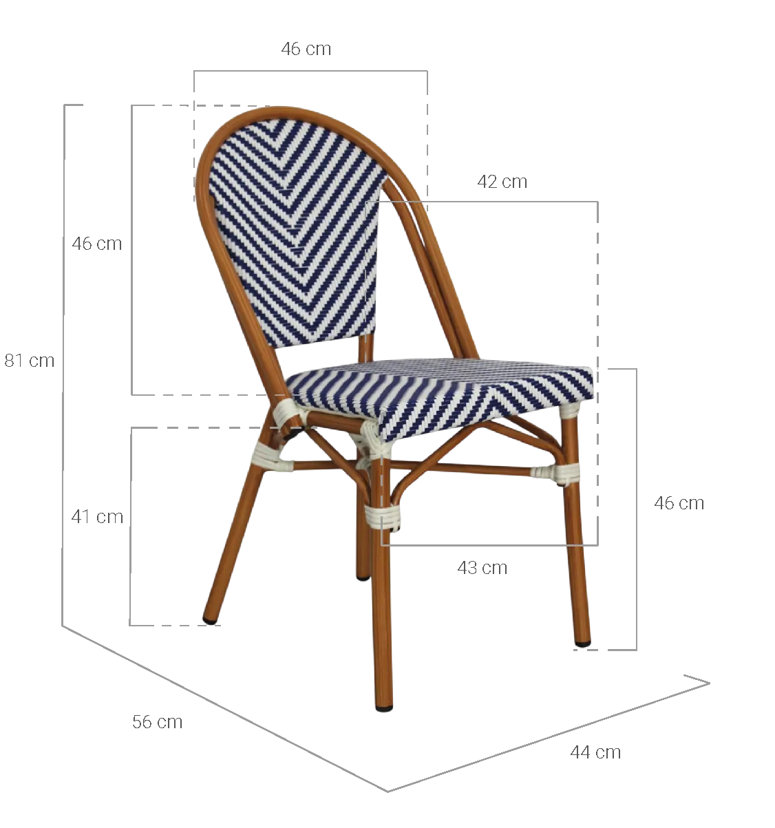 Silla Camille Azul medidas